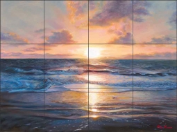 Kuczer Seascape Sunset Glass Tile Mural 24" x 18" - OKA007
