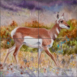 Pronghorn by Debbie Hughbanks Ceramic Tile Mural DHA008