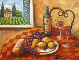 Tuscan Luncheon by Joanne Morris Margosian Ceramic Accent & Decor Tile JM019AT