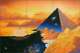 The Cosmic Nile by Kurt Burmann Ceramic Tile Mural KB023