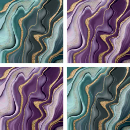 Marbled Ink by Andrea Haase Ceramic Accent & Decor Tile Set OB-HAA-ATSet3
