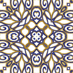Gold Blue Vintage Tile II by Andrea Haase Ceramic Accent & Decor Tile OB-HAA1116AT