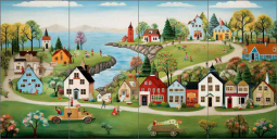 Happy Village 1 by Irena Orlov Ceramic Tile Mural OB-ORL22047