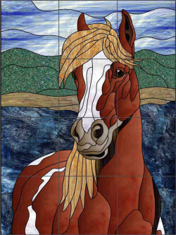 Chincoteague Mare by Paned Expressions Ceramic Tile Mural OB-PES19