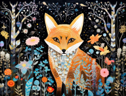 Fox in the Firmament by Ray Powers Ceramic Accent & Decor Tile OB-RPA1170AT