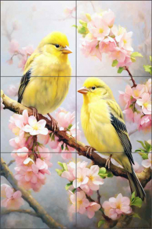 Chinese Songbirds 3 by Ray Powers Ceramic Tile Mural OB-RPA248