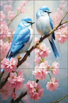 Chinese Songbirds 4 by Ray Powers Ceramic Tile Mural OB-RPA249