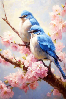 Chinese Songbirds 5 by Ray Powers Ceramic Tile Mural OB-RPA250
