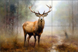 Meadow Buck 2 by Ray Powers Ceramic Tile Mural OB-RPA281