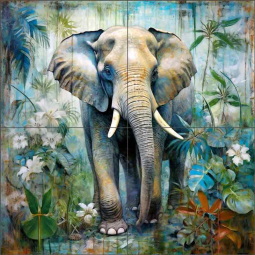 Elephant 3 by Ray Powers Ceramic Tile Mural OB-RPA300