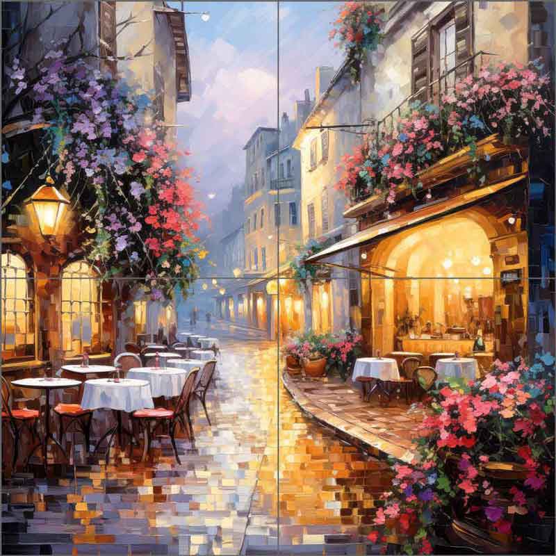 French Bistro Paris By Ray Powers Ceramic Tile Mural Ob-rpa505: Artwork 