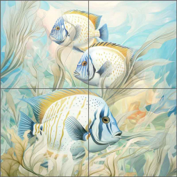 Seaweed Swimmers 3 by Steve Hunziker Ceramic Tile Mural OB-SH1393