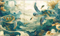 Oceanview, Five by Steve Hunziker Ceramic Tile Mural OB-SH1854