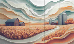 Surreal Farm by Steve Hunziker Ceramic Tile Mural OB-SH2061