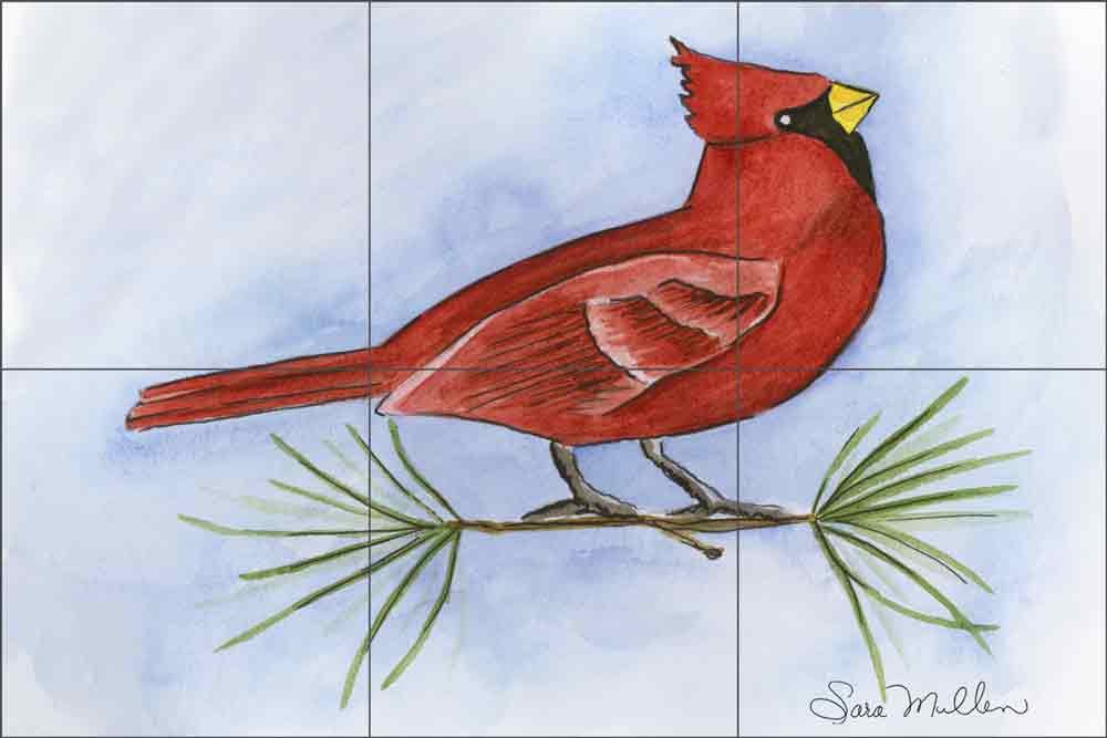 Cardinal by Sara Mullen Ceramic Tile Mural SM052