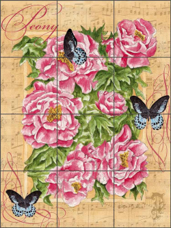 Butterfly Meadows - Peony by Sara Mullen Ceramic Tile SM112
