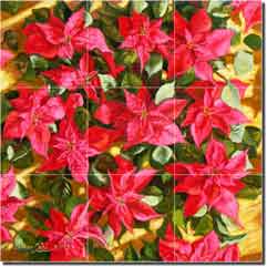 Red Delight by Beaman Cole -  Foliage Ceramic Tile Mural 12.75" x 12.75"