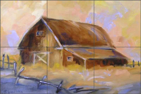 Brown Barn By Bette Jaedicke Ceramic Tile Mural Bja004 Artwork