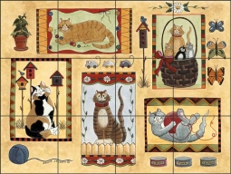 Cat Sampler by Donna Jensen Ceramic Tile Mural DJ014