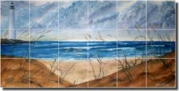 McCrea Beach Seascape Ceramic Tile Mural 36" x 18" - DMA012