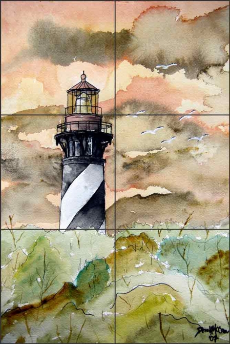 St Augustine Lighthouse By Derek Mccrea Ceramic Tile Mural Dma019 Artwork On Tile Fine Art Tile Murals And Accents