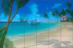 Paradise Beach by David Miller Ceramic Tile Mural - DMA2002