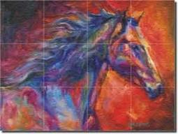 Williams Abstract Horse Glass Tile Mural 48" x 36" - DWA005