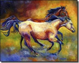 Williams Buckskin Bay Horses Ceramic Accent Tile 10" x 8" - DWA006AT