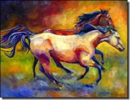 Williams Buckskin Bay Horses Ceramic Accent Tile 8" x 6" - DWA006AT