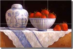 Poole Fruit Strawberry Glass Tile Mural 18" x 12" - FPA005-2