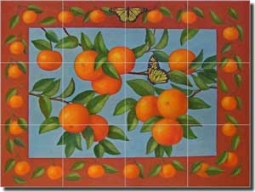 Poole Oranges Fruit Ceramic Tile Mural 24" x 18" - FPA029