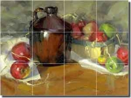 Crowe Apple Fruit Still Life Ceramic Tile Mural 24" x 18" - JAC005