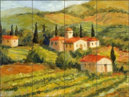 Morris Tuscan Landscape Glass Tile Mural 24" x 18" - JM012