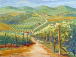 Tuscan Vineyard II by Joanne Morris Margosian Ceramic Tile Mural JM062