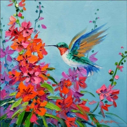 Hummingbird Surprise by Mikki Senkarik Ceramic Accent & Decor Tile MSA229AT