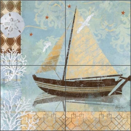 Oceanside Breeze II by Evelia Ceramic Tile Mural - OB-ES75d