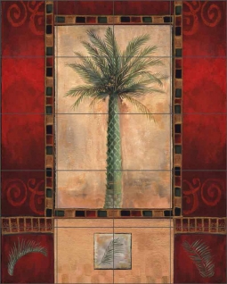 Tropical Palms 4 by Louise Montillio Ceramic Tile Mural OB-LM48b