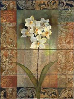 Pattern Orchids by Louise Montillio Ceramic Tile Mural - OB-LM65a