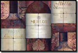 Montillio Wine Labels Tumbled Marble Tile Mural 24" x 16" - OB-LM68a2