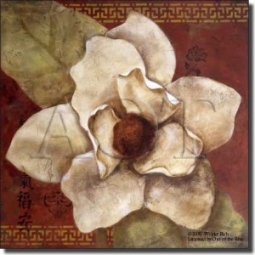 China Doll Magnolia by Wilder Rich - Flower Floral Ceramic Tile Mural 18" x 18" Kitchen Shower Backs