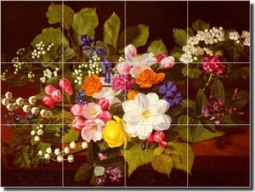 Ottesen Floral Flowers Ceramic Tile Mural 24" x 18" - ODO002