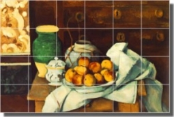 Still Life with Commode by Paul Cezanne - Artwork On Tile Ceramic Mural 17" x 25.5" Kitchen Backspla