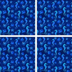 Underwater Blue Small by Andrea Haase Ceramic Accent & Decor Tile Set - POV-AH014AT