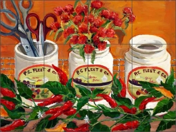 Pepper Pots by Carol Walker Ceramic Tile Mural POV-CWA011