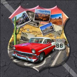 Arizona Route 66 - Shield by Jim Todd Ceramic Accent & Decor Tile - POV-JTA005AT