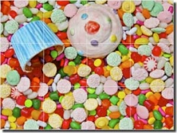 Fondo Candy Collage Ceramic Tile Mural 24" x 18" - POV-LF006