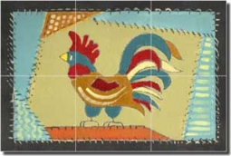 Jan Rooster Ceramic Tile Mural 24" x 16" - POV-RJA008