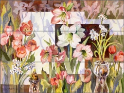 Medley of Blooms by Ann McEachron Ceramic Tile Mural RW-AM007
