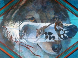 Los Lobos by Kathy Morrow Ceramic Tile Mural RW-KM012