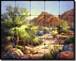 Johnston Southwest Landscape Tumbled Marble Tile Mural 30" x 24" - RW-MJA004